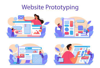 Poster - Website prototyping set. Web page modeling, interface development