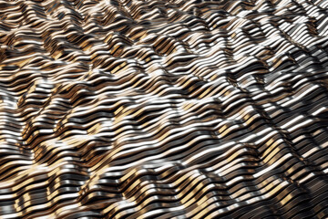 Poster - Goden gradient wavy patterns, wallpaper design and backgrounds concept. 3d rendering