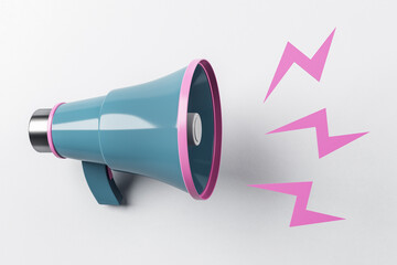Poster - Blue and pink loudspeaker for announce on light background