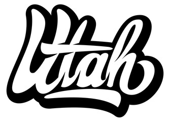 Calligraphic inscription Utah. Vector monochrome illustration. Design element for business card, advertisement, invitation, website