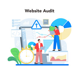 Poster - SEO specialist concept. Idea of search engine optimization for website