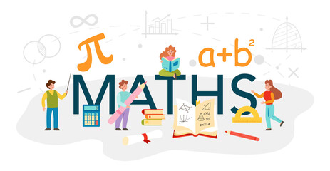 Wall Mural - Maths typographic header. Learning mathematics, geometry and algebra.