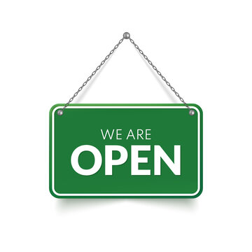 We are open signboard isolated on white background. Vector illustration