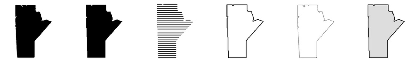 Manitoba Map Black | Province Border | Canada State | Canadian | America | Transparent Isolated | Variations