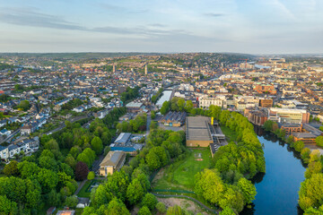 Wall Mural - Cork City Ireland amazing scenery aerial drone view sunset 
