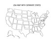 USA map with separate states and borders. Vector illustration isolated on white background eps 10
