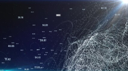 Leinwandbilder - White Digital Futuristic Wireframe Twist Flowing with Random Number Sampling Simulation