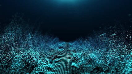 Poster - 3d rendering particle flow Abstract background. animation 4k resolution