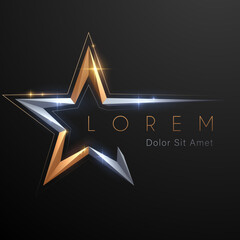 Wall Mural - gold and silver star shape template