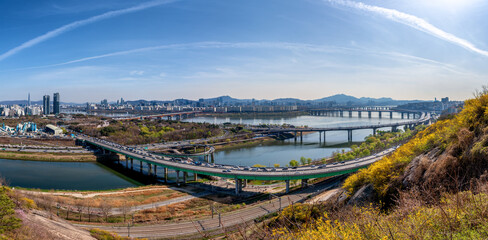 Sticker - View of Seoul City in spring,South Korea