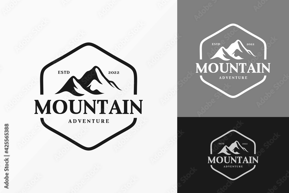 Vintage Mountain Badge Logo Vector Design. Abstract emblem, designs ...