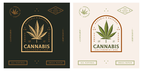 Cannabis trendy logotype template vintage retro style