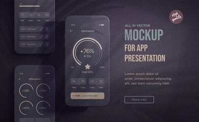 Poster - Realistic modern black smartphone mockup design for the mobile application.Vector