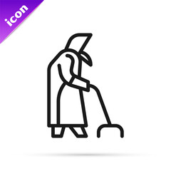 Poster - Black line Grandmother icon isolated on white background. Vector