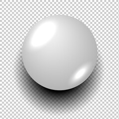 Fototapete - White billiard ball with highlights on a transparent background