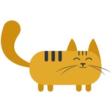 Cat Isolated Vector Illustration Cute Character On White