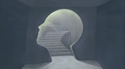 brain psychology mind freedom soul success and hope idea concept art, 3d illustration, surreal artwo