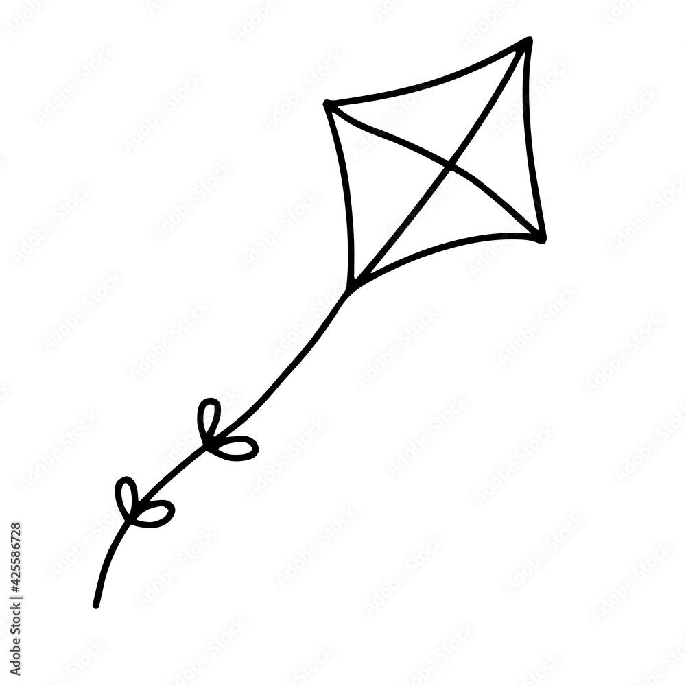 Kite hand drawn outline doodle icon. Vector sketch illustration of kite ...