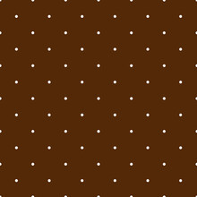 Seamless Pattern, Texture Or Background With White Polka Dots On Brown Background