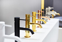 Plumbing And Kitchen Faucets At Exhibition In Store