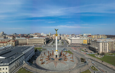 Wall Mural - Independence Monument in Kyiv. View from drone