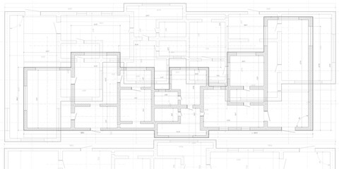 House architectural plan .Engineering design .Architectural project on a white sheet of paper .Vector , illustration.