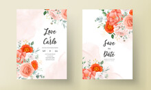 Beautiful Orange Flower Wedding Invitation Card Template