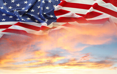 Poster - U.S.a. America flag and sky background