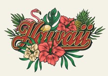 Tropical Hawaiian Vintage Colorful Print