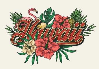 Sticker - Tropical hawaiian vintage colorful print