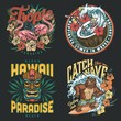 © DGIM studio - Hawaii surfing vintage colorful prints
