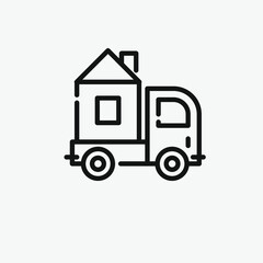 Poster - Truck vector icon.  Editable stroke. Linear style sign for use on web design and mobile apps, logo. Symbol illustration. Pixel vector graphics - Vector