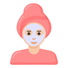 Canvas Print - 
Female with facial mask, editable design of mud mask icon 

