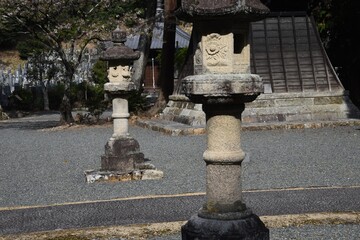 Poster - A scene of the precincts of a Japanese temple,'Honkoji temple' in Kosai City, Shizuoka Prefecture.