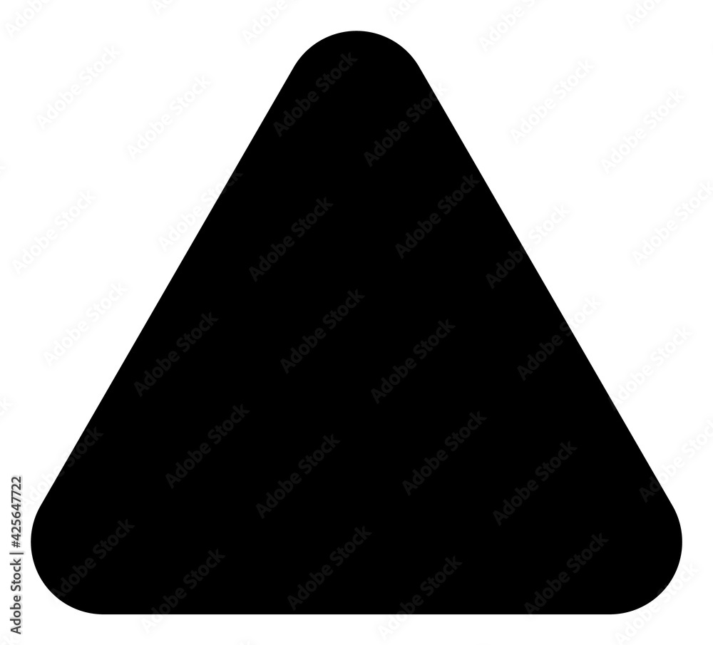 Rounded triangle icon with flat style. Isolated raster rounded triangle ...