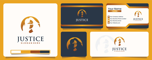 justice ,woman blind ,silhouette, balance , logo design and business card