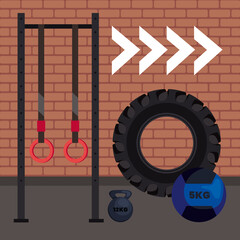 Wall Mural - crossfit equipment scene