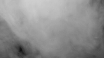 Wall Mural - White smoke on a black background slow motion. Start moving the cloud from top to bottom slowly. The concept of transitions for video editing using the alpha channel.