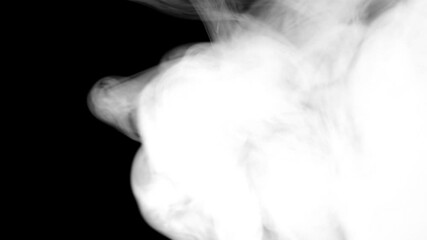 Wall Mural - White smoke on a black background slow motion. The start of movement of the clouds from right to left slowly. The concept of transitions for video editing using the alpha channel.