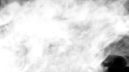 Wall Mural - Bright white smoke smoke on a black background slow motion. The start of movement of the clouds from right to left slowly. The concept of transitions for video editing using the alpha channel.