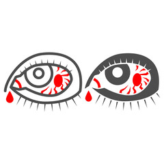 Poster - Blood vessels and arteries in eye line and solid icon, Human diseases concept, Eye with vessels sign on white background, inflamed reddened eyes icon in outline style for mobile, web. Vector graphics.