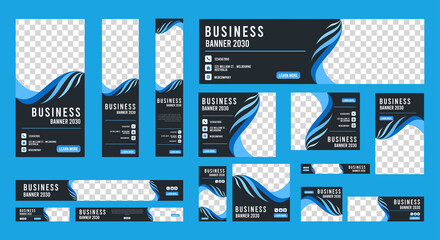 set of creative web banners of standard size with a place for photos. Vertical, horizontal and square template. vector illustration