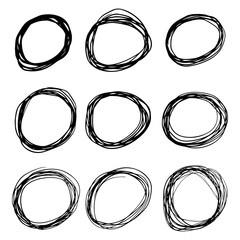 Poster - Hand drawn scribble line circles. Doodle circular for message note mark design element. vector illustration