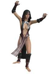 Poster - 3d illustration of an sexy woman with a fantasy priest outfit