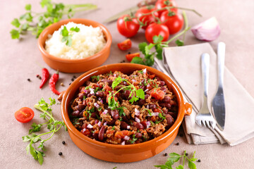 Canvas Print - chili con carne and rice