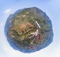 Spring aerial scenery of Huangpi Mulan Yunwu Mountain in Wuhan, Hubei