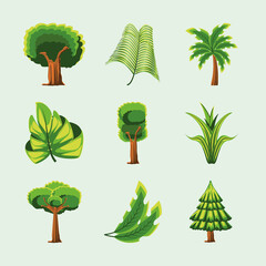 Sticker - set forest trees