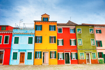 Wall Mural - Colorful architecture in Burano island, Venice, Italy. Famous travel destination.