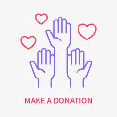 Wall Mural - Volunteer line icon. Vector illustration. Symbol of solidarity, help, donation.