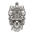 skull design wearing a tactical military helmet